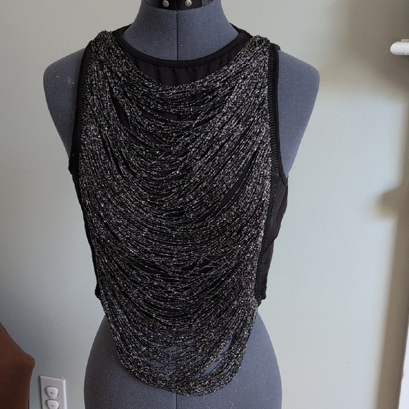 SHEIN Tops - SHEIN Gray Asymmetrical Embellished Sleeveless Tank Top